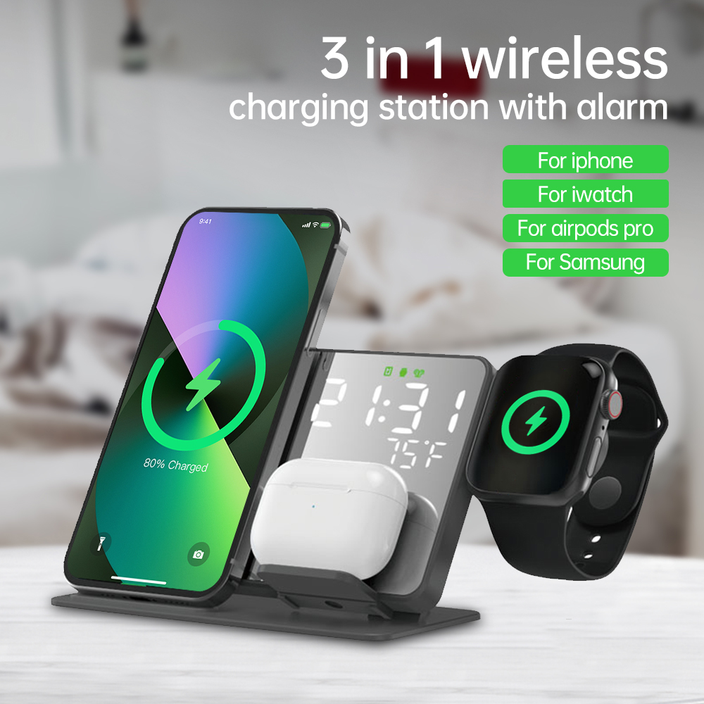 Smartwatch Watches Digital - 3 في 1 شاحن لاسلكي آيفون