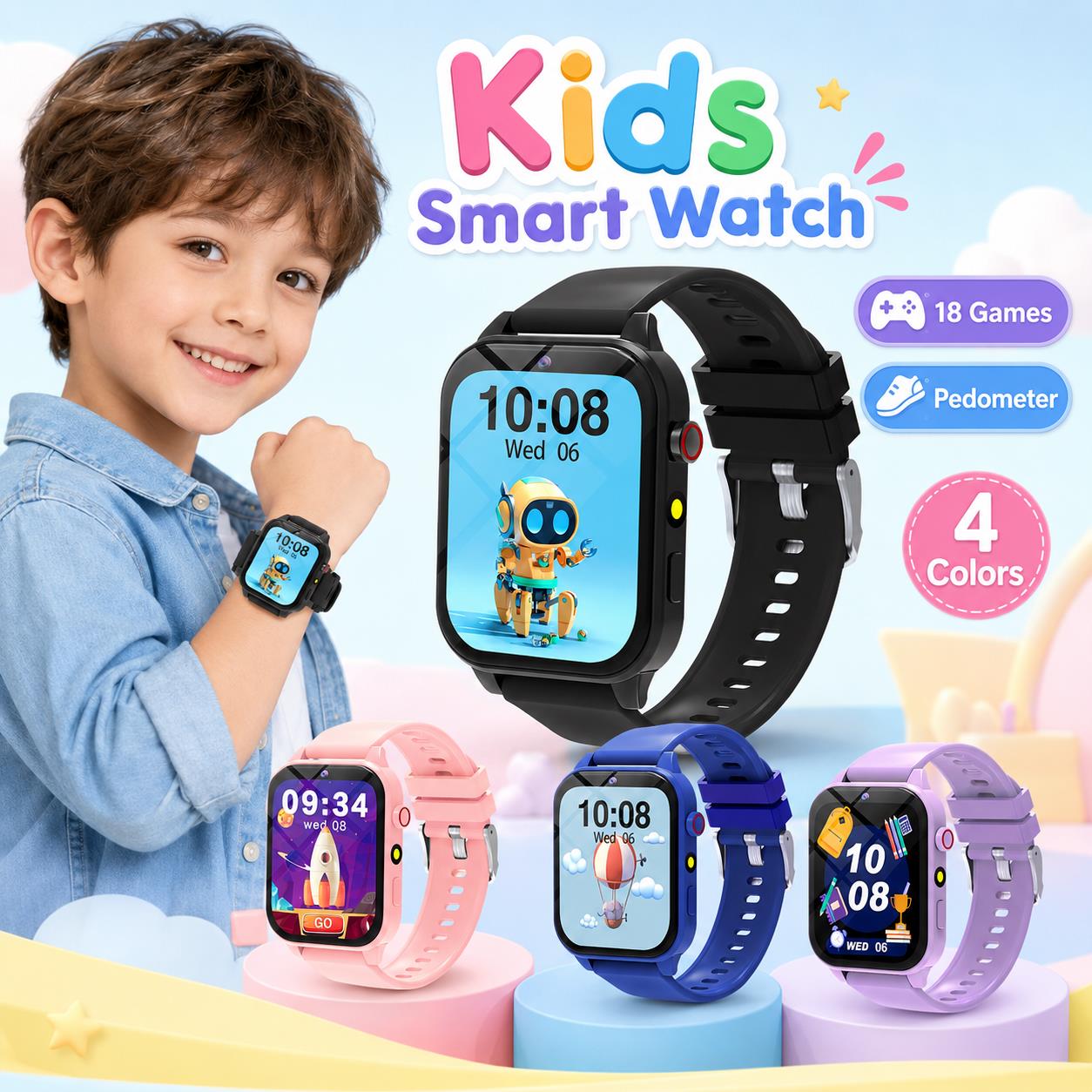 Smartwatch Digital Watches For Boys - ساعة ذكية للأطفال مع 18 لعبة