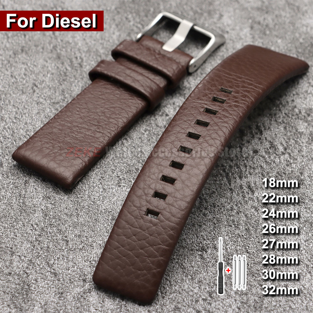 Diesel Watches Smartwatch - حزام ساعة من جلد الليتشي الفاخر
