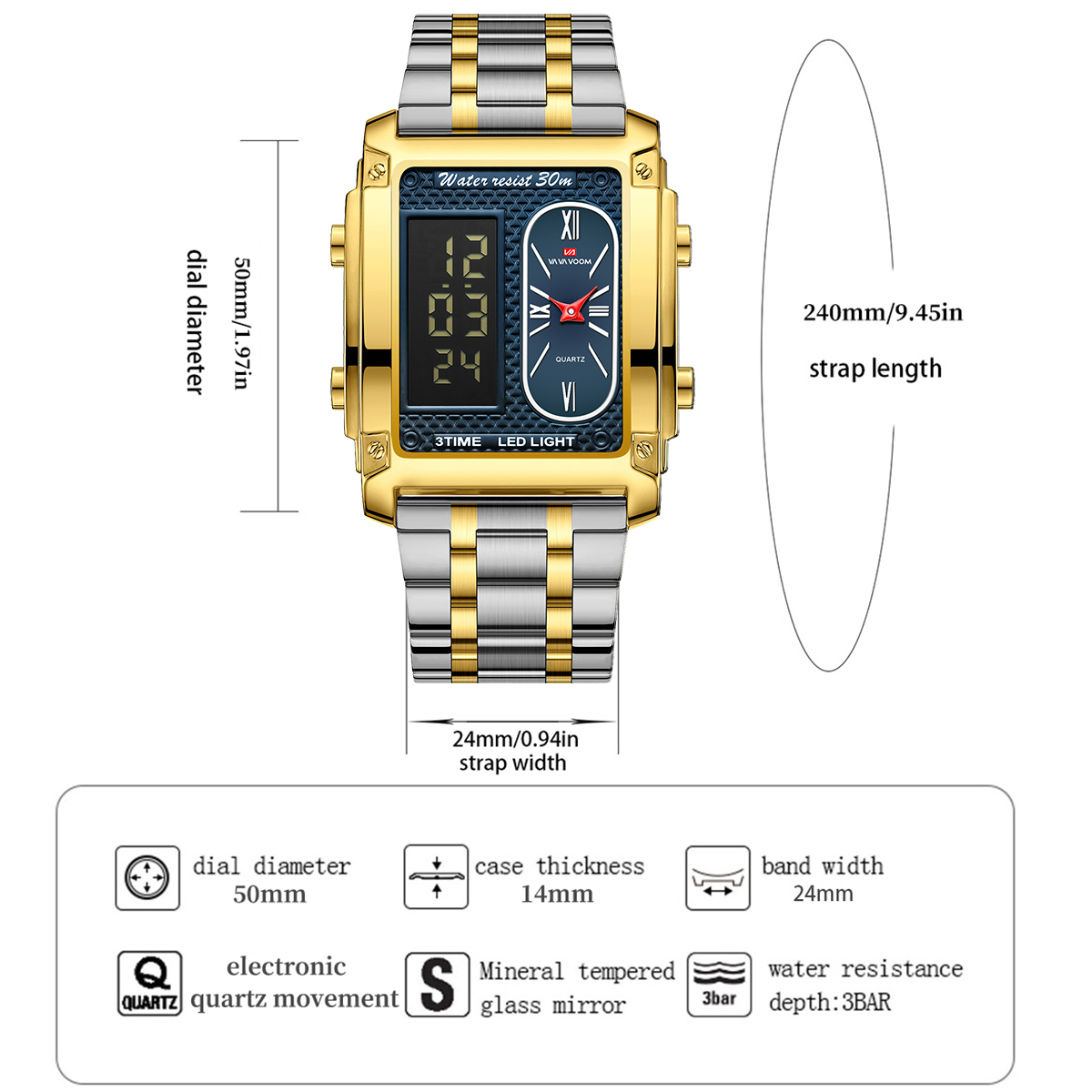 ساعة VA VA VOOM الإلكترونية لل - مراجعة Smartwatch Watches For Men Digital وسعره