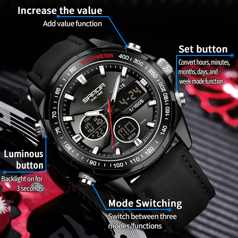 ساعة SANDA الفاخرة كرونوغراف ل - مراجعة Smartwatch Watches For Men Digital وسعره