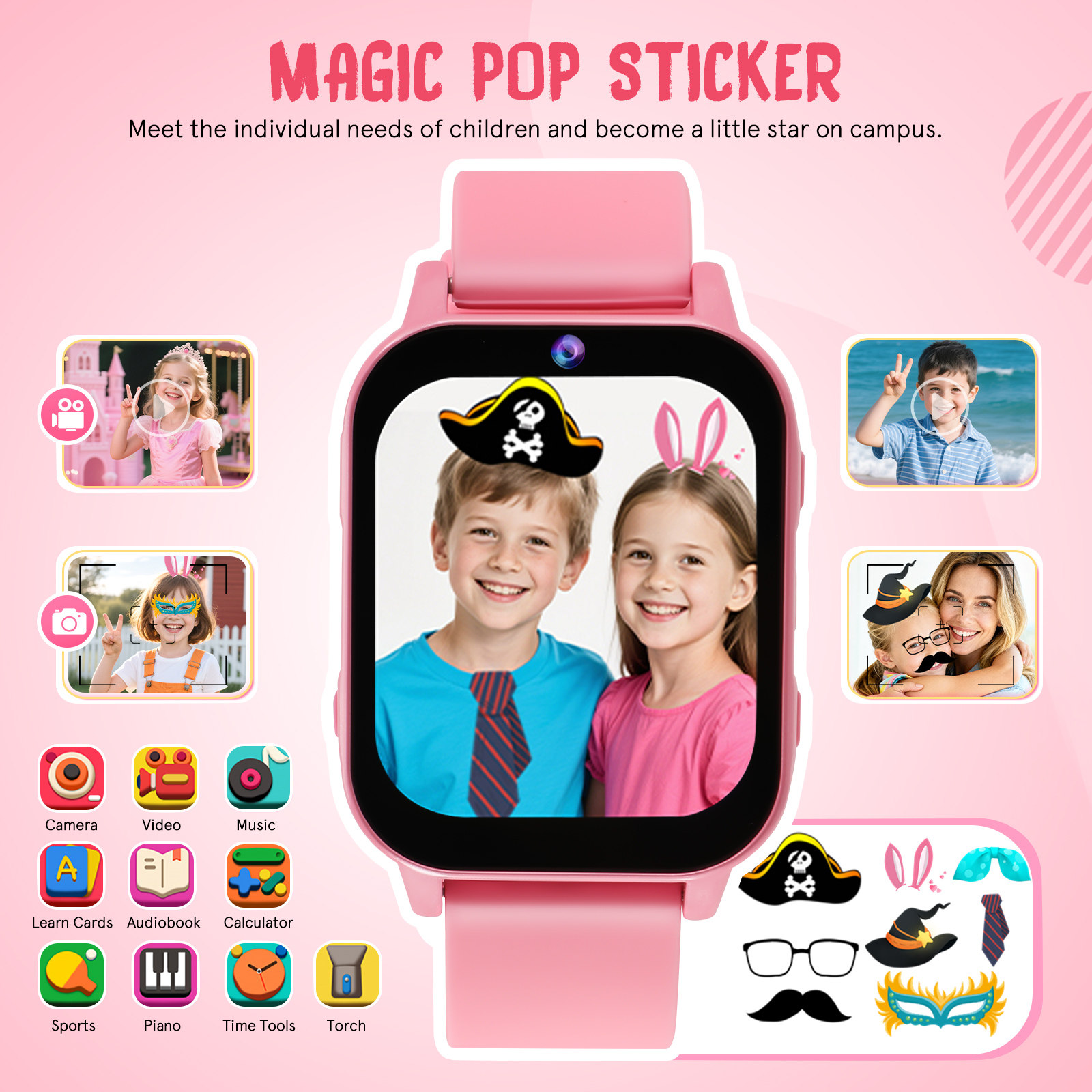 ساعة ذكية للأطفال باللون الورد - مراجعة Smartwatch Watches Digital وسعره